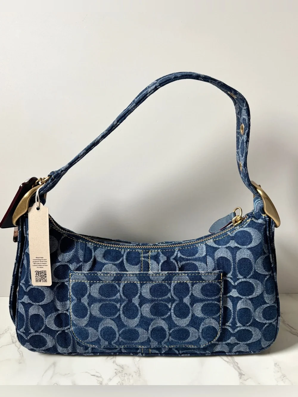 New LIMITED Coach Coachtopia Cargo Shoulder Bag in Signature Blue Denim - Picture 5 of 14